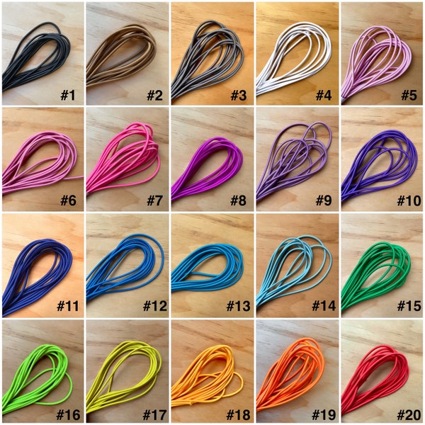 Premium 3mm Round Elastic Cord x20 Colours Available - 1m, 3m & 5m Pre-cut Lengths.