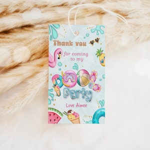 Personalisierte Pool Party Gastgeschenk Tags Splish Splash Girly Pool Party Sommer Schwimmbad Splash Party Tropisch, Geburtstag Lieferungen, 5.6.337