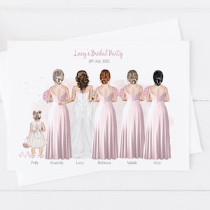 Biglietto personalizzato per giorno delle nozze/tribù della sposa, personalizza abito/capelli/bouquet floreali, biglietto di nozze grande, futura sposa, biglietto di congratulazioni 222