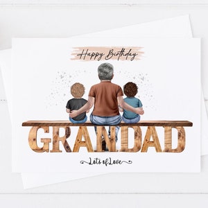 Carte d'anniversaire personnalisée grand-père, grande carte de grand-père joyeux anniversaire, carte d'anniversaire grand-père et petits-fils jumeaux, 50e 60e 70e 80e 1342