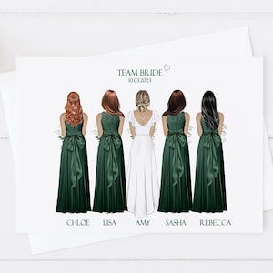Große Bride Tribe Personalisierte Karte Brautjungfer Trauzeugin Geschenke Brautparty Geschenke Personalisierte / individuelle Haare 564
