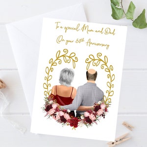 Carte d'anniversaire pour papa et maman Carte personnalisée pour couple spécial avec amour Carte souvenir 20e 30e 40e 50e anniversaire 0030