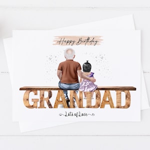Gepersonaliseerde opa verjaardagskaart, grote gelukkige verjaardag opa kaart, opa en kleindochter verjaardagskaart, 50e 60e 70e 80e 1337