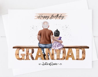 Personalised Grandad Birthday card, Large Happy Birthday Grandad Card, Grandad and Granddaughter Birthday Card, 50th 60th 70th 80th  1337