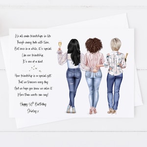 Women's Personalised Best Friend Happy Birthday Handmade Card for Friend| Bestie Special Friend 18th 21st 25th 30th 35th 40th 50th 60th 1573