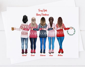 Carte personnalisée de Noël faite à la main pour les femmes | Cadeaux de Noël | Cartes uniques | Sœurs|Besties|Maman|Amis Grande carte de Noël