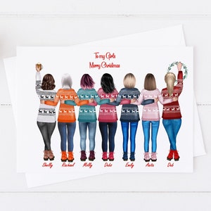 de Noël personnalisée faite main pour femme | Cadeaux de Noël | Cartes uniques | Sœurs|Besties|Maman|Amis Grande carte de Noël