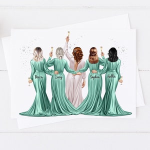 Grande carte personnalisée le jour du mariage tribu de la mariée/équipe mariée, meilleur ami/soeur/cousin/meilleure amie/souvenir de mariage, cheveux personnalisés/549