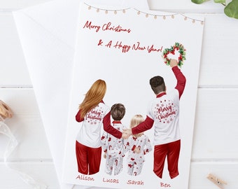 Große personalisierte Familien Weihnachtskarte Handmade | Weihnachtsgeschenke | Einzigartige Karten | Schwestern|Besties|Mama|Freundinnen Große Karte 659