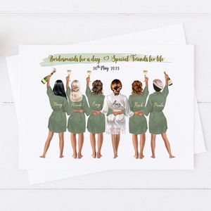 Personalised Bridesmaids for a day Large Card |Bridesmaid card|Team Bride |Wedding Day card| Bride and Bridesmaids| Wedding Robes 739