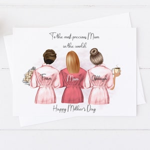 Tarjeta del Día de la Madre Mejor Mamá del Mundo Mamá Mamá, Tarjeta Feliz Día de la Madre Pelos personalizados, Hecho a mano con mamá y Hermana regalo del día de las madres 397