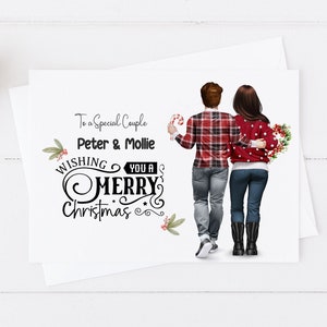 Carte de joyeux Noël personnalisée mari / femme / partenaire / petite amie / petit ami / couple Carte de Noël hiver Carte de Noël faite main 639