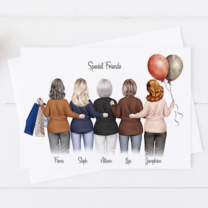 Gepersonaliseerde verjaardagskaart vrouwen meisjesgroep oudere dames handgemaakte 40e 50e 60e 70e grote kaart dames voor haar vriend elke leeftijd 778