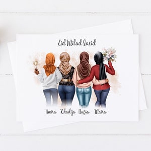 Carte d'anniversaire personnalisée pour femme musulmane, grande carte, cheveux personnalisés 18ème 21ème 25ème 30ème 40ème 50ème soeur meilleure amie asiatique carte d'anniversaire 699