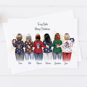 Cartão personalizado de Natal feito à mão para mulheres | Presentes de Natal | Cartões exclusivos | Cartão de Natal Grande Irmãs|Melhores|Mãe|Amigos 684