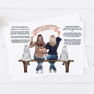 Carte d'anniversaire pour femme, grande carte personnalisée, carte jeune à plus âgée, carte Conseils aux personnes âgées, carte 50e 60e 70e anniversaire 1353