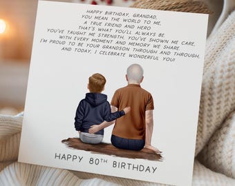 Personalised Grandad Birthday Card from Grandson | 60th, 70th, 80th Birthday Card for Grandad | Custom Keepsake Poem Card for Grandpa 2007
