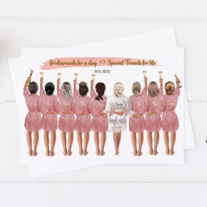 Personalised Bridesmaids for a day Large Card |Bridesmaid card|Team Bride |Wedding Day card| Bride and Bridesmaids|Best Friends for life 132