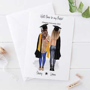 Nous l'avons fait Carte de remise des diplômes Bestie Grande carte personnalisée pour filles Diplômés Carte faite main Félicitations Carte de remise de diplôme meilleure amie 0035