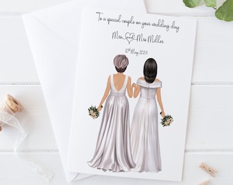 Personalised Special Couple wedding Day Card | Happy Wedding Day | Large wedding card | Brides Wedding Card|Congratulations Mrs and Mrs 1201