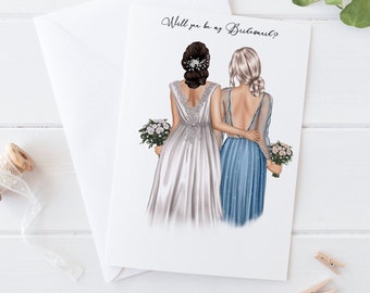 Will you be my bridesmaid card personalised bridesmaid proposal handmade card Maid of honour Matron of Honour Bridesmaid gifts Bride