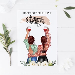 Personalised Happy Birthday Bestie Card Women 18th / 21st/ 30th 40th Birthday Card Best Friend Bestie 167