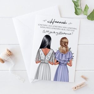 Cartão personalizado você será meu dama de honra? Cartão de casamento feito à mão, presentes para festa de noiva, algo antigo, algo novo, proposta de dama de honra