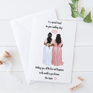 Carte faite main de jour de mariage faite main et personnalisée pour le meilleur ami/soeur/cousin/cadeaux de mariage/mariée/cartes de jour de mariage faites main