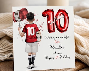 Personalised Boys Birthday Football Card • Boy Footballer Birthday Card • Football Card for Son • Custom Name 5th 6th 8th 12th 2171