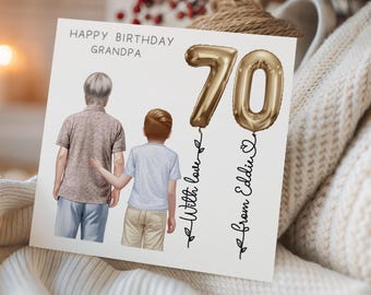 Personalised 60th Birthday Card for Grandad, Custom Grandfather Birthday Card from Grandson, Special Milestone Keepsake, 70th birthday, 2006