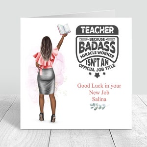 Félicitations, professeur, carte faite main, nouveau travail, carte personnalisée pour femme 139