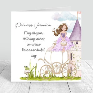 Carte d'anniversaire personnalisée pour filles, château de princesse, carte d'anniversaire mignonne faite main pour fille, petite-fille, nièce, sœur, ami 4e 5e 6e 262