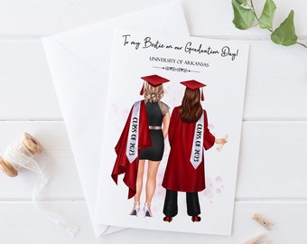 Personalised Graduation Card- Our Graduation Day, Women's Congratulations card handmade Custom Hair, Best Friend, Large Graduation Card 436