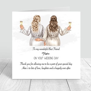 On Your Wedding Day Handmade Personalised Card for Best Friend/ Sister/ cousin Various Hairstyles 108 zdjęcie 1
