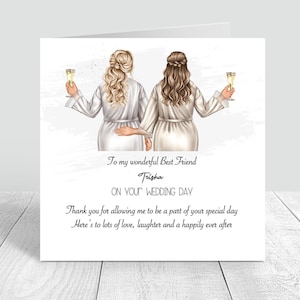 On Your Wedding Day Handmade Personalised Card for Best Friend/ Sister/ cousin Various Hairstyles 108 zdjęcie 1