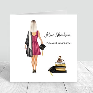 Graduación Estudiante de Derecho Graduado Tarjeta hecha a mano para mujeres / Personalizado / Felicitaciones Regalos de graduación PERSONALIZAR PELO