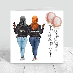Biglietto fatto a mano per migliore amica personalizzato da donna, biglietto fatto a mano musulmano per sua sorella, migliore amica, cugina, 18, 21, 25, 30, 35, 40, 50, 155