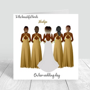 Personalised Wedding Day Card | Team Bride Card | On Her Wedding Day | Congratulations for Best Friend/ Sister / Various Hairstyles 0083