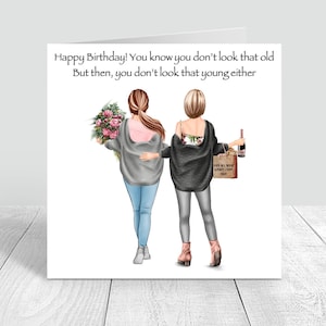 Cartão de aniversário feminino personalizado, melhor amiga, artesanal, irmã, tia, 18, 21, 25, 30, 40, neta, sobrinha 232