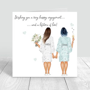 Félicitations, vous êtes fiancé, carte faite main personnalisée - cadeaux de mariage/fiançailles meilleur ami \ soeur ** PERSONNALISER LES STYLES DE CHEVEUX **