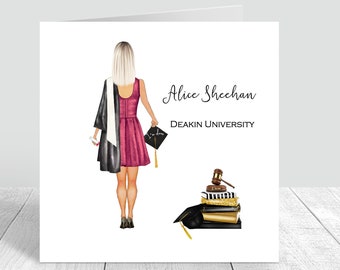 Graduation Law Student Graduate Handmade Card For Women | Personalised | Congratulations Graduation Gifts CUSTOMISE HAIR