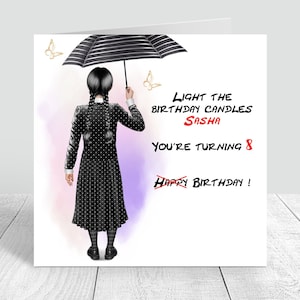 Cartão de aniversário personalizado para meninas, cartão gótico para meninas, cabelo personalizado, filha, amiga, prima, irmã, neta, sobrinha, cartão gótico 414