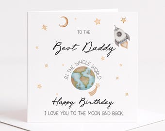 Daddy Birthday Card, Birthday Card For Daddy, Birthday Card For Dad,Best Dad In The Whole World, Happy Birthday Dad, Birthday Card Dad, 1944