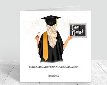 Graduation Handmade Card For Women | Personalised | Congratulations Graduation Gifts CUSTOMISE HAIR