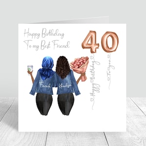Carte personnalisée joyeux anniversaire meilleure amie pour femme, soeur musulmane, meilleure amie, cousine 18e 21e 25e 30e 35e 40e 50e 60e 560