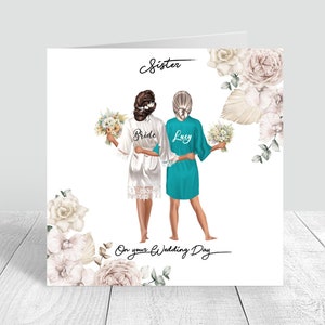 No dia do seu casamento cartão personalizado feito à mão para melhor amiga/irmã/primo vários penteados/cartão de casamento estilo boho/boho 484