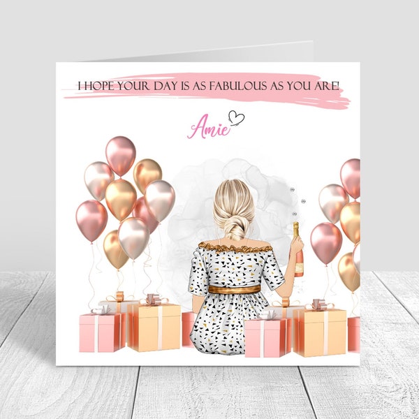 Biglietto di buon compleanno per donna personalizzato Biglietto fatto a mano personalizzato per sua sorella Bestie Cugina 18 21 25 30 35 40 189