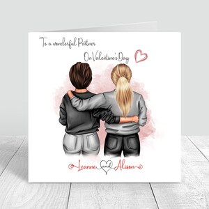 Carte de Saint-Valentin personnalisée pour couple de même sexe Carte de Saint-Valentin pour couple homosexuel Carte de Saint-Valentin petite amie lesbienne partenaire femme fiancée 352