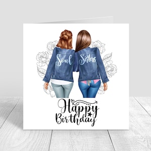 Carte de joyeux anniversaire personnalisée faite main, cadeau pour elle Vestes personnalisées, Soul Sisters Best friend 21e 25e 30e 40e 50e 403
