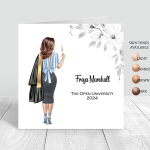 Carte de vœux faite main pour femme | Félicitations, cadeaux de remise des diplômes, bravo PERSONNALISATION DES CHEVEUX, bravo carte de voeux 936